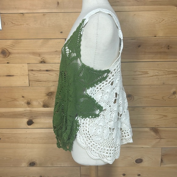Vintage handmade lace lagenlook layering Gypsy boho bohemian top tank vest Large - Picture 5 of 15
